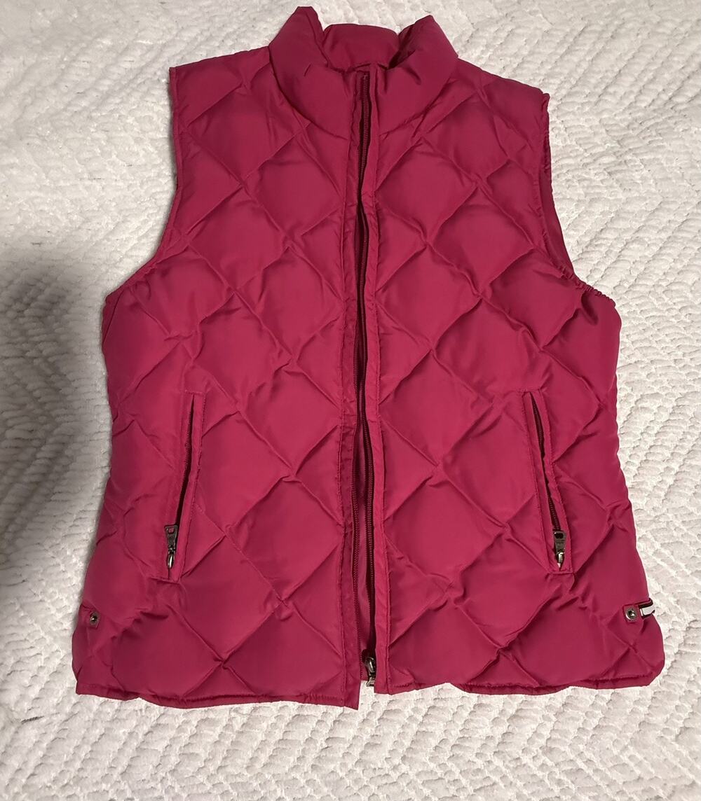 Tommy Hilfiger Women's Pink Quilted Vest Size Medium w/ Full Zip Pockets